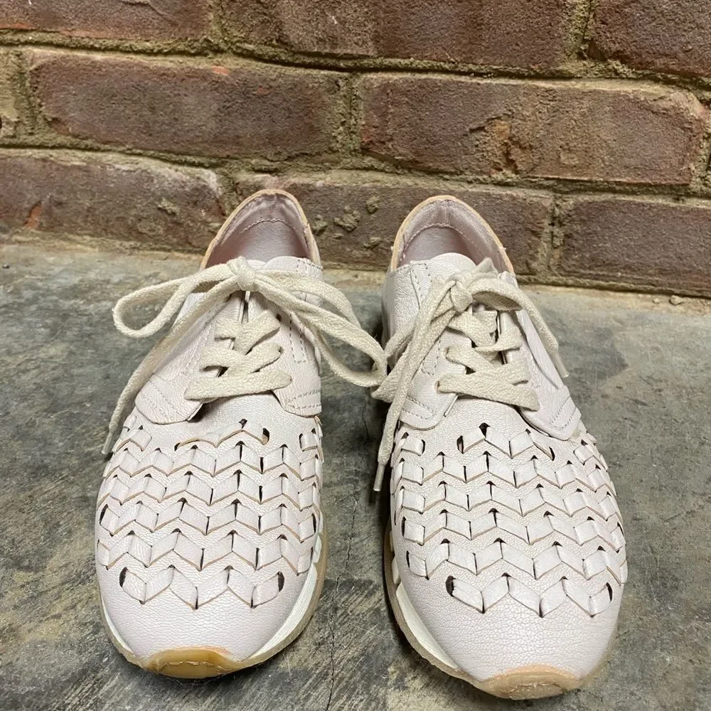 A.S.98 Tucker Beige Woven Toe Leather Sneaker Size 38